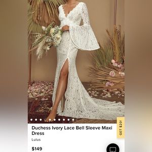Duchess Ivory Lace Bell Sleeve Maxi Dress- Wedding Dress